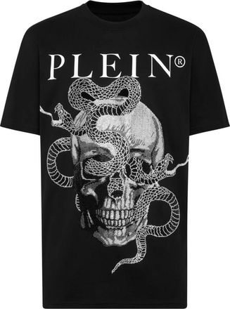Philipp Plein T-shirt met Ronde Hals Skull Snake - Heren - T-shirts - Zwart - XL - Katoen - Tops