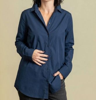 Katharina Hovman Weites Hemd Button Up Top In Marine