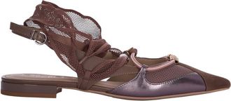 Pinko Brown Logo Ballet Flats