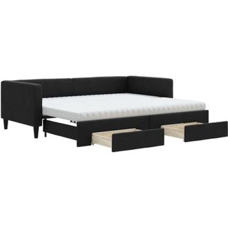 vidaXL Sof&aacute; Cama Nido Con Cajones Tela Negro 90x190 Cm Vidaxl