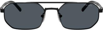 Prada 55mm Irregular Sunglasses in Satin Black /Dark Grey at Nordstrom