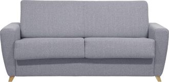Miliboo Sof&aacute; Convertible N&oacute;rdico Gris Claro Y Madera Graham