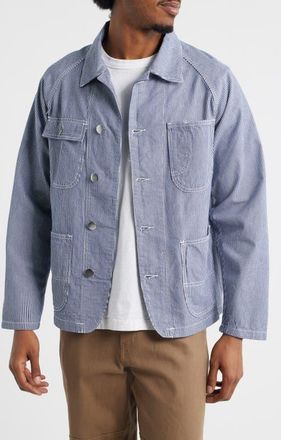 Service Works Hickory 2.0 Engineer Stripe Organic Cotton Button-Up Chore Coat at Nordstrom, Size Medium