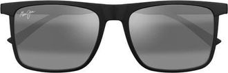 Maui Jim Makamae 56mm Polarized Square Sunglasses in Black at Nordstrom