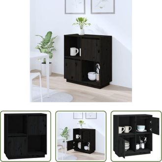 vidaXL Credenza nera - Credenza Nera 74x35x80 cm in Legno Massello di Pino