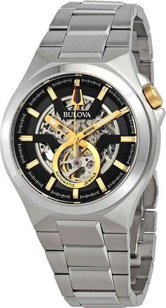 Bulova Maquina Black-Skeleton Dial Automatic Mens Watch 98A224