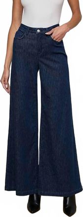 L'agence Quincy Pinstriped Wide Leg Jean In Ebony Stripe