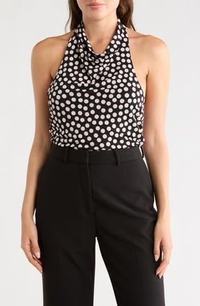 Renee C Polka Dot Knit Halter Top in Black/Blush at Nordstrom Rack, Size X-Small