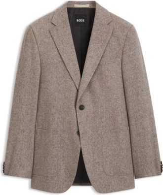 BOSS Herringbone slim-fit blazer in a rich wool blend