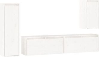 vidaXL TV Cabinets 4 pcs White Solid Wood Pine vidaXL