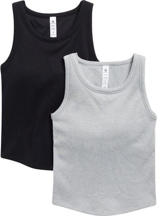 90 Degree by Reflex Pack of 2 Seamless Rib Honey Tank in Heather Grey/Black at Nordstrom Rack, Size X-Large