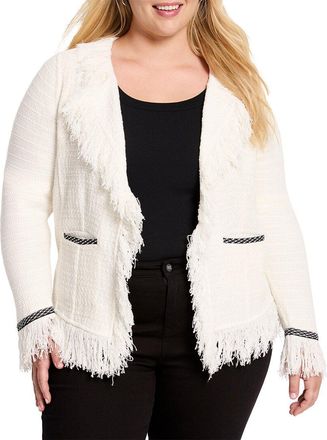 Nic+Zoe Nic+Zoe Plus Statement Fringe Mix Knit Jacket