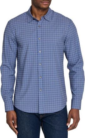 W.R.K Basic Slim Fit Navy Plaid Performance Button-Up Shirt at Nordstrom, Size Xx-Large