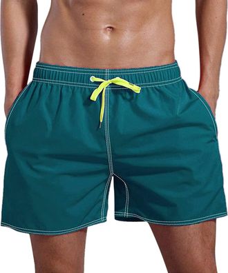 Generic Mens Swim Trunks Quick-Drying Beach Shorts Surfing Board Shorts with Mesh Liner Elasticated Waist Half Pant Plain Color Summer Shorts Mit Drawstring S