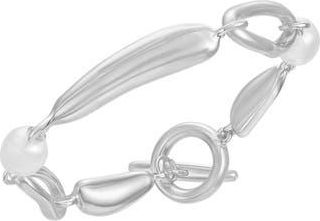 Vince Camuto Faux Pearl Nugget Toggle Bracelet in Silvertone at Nordstrom Rack