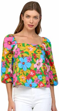 Fate Bitsy Floral Top In Multicolor