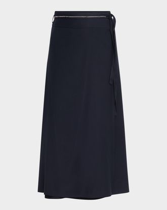 PESERICO Punto Luce Tie-Waist Midi Skirt