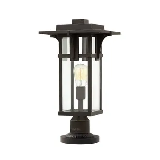 Netlighting Manhattan 1 Light Outdoor Pedestal Light Oil Rubbed Bronze IP44 E27 in Brown