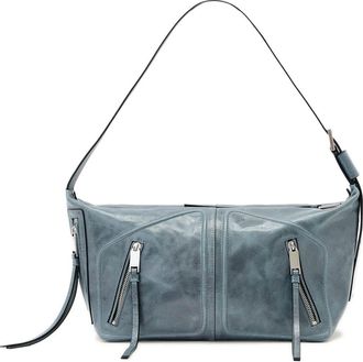 AllSaints Jean Ray Leather Shoulder Bag in Cement Blue at Nordstrom