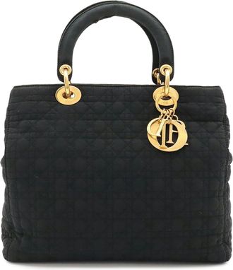 Dior Lady Dior Black Nylon Handbag Tote Bag (Pre-Owned)