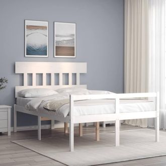Berkfield Home Bed Frame with Headboard White 120x200 cm Solid Wood | Size: Small Double