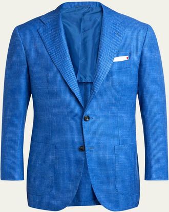 Kiton Mens Micro-Houndstooth Single-Breasted Sport Coat