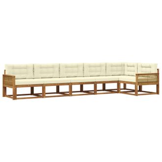 vidaXL Conjunto De Sof&aacute;s De Exterior Con Coj&iacute;n 6 Pcs Natural Y Crema Vidaxl