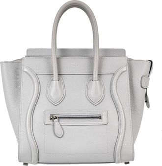 Celine Luggage Grainy Leather Gray Leather Handbag (Pre-Owned)