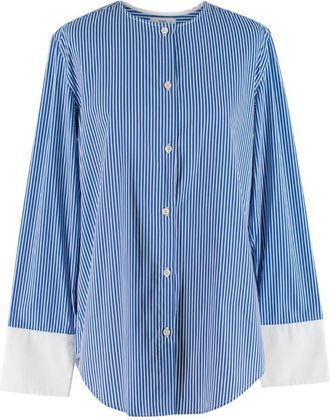 Tome Blue Pinstriped Long sleeve Top with Back Opening Size S