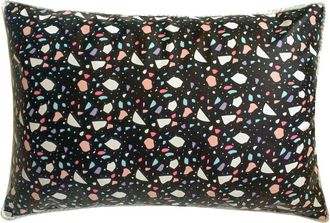OEM Funda De Almohada Lumbar Negra De 30 X 56 Cm, De Piel Sint&eacute;tica Con Estampado Abstracto Y Adorno Moderno De Terrazo: Negro L&uacute;dico Con Efecto Terrazo