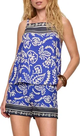 Sanctuary Nomad Print Camisole in Portofino Border Blue at Nordstrom, Size X-Small