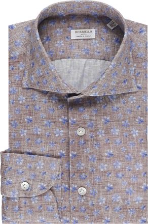 Borriello Brown Floral Print Linen Shirt