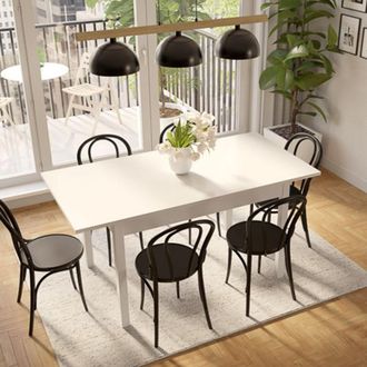 Dmora Mesa Extensible Lirelaba, 8 Plazas, Mecanismo De Extensi&oacute;n Central, 120x80x76h Cm Blanco