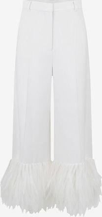 Stella McCartney Hose mit weitem Bein und hoher Taille mit Federn