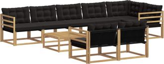 vidaXL Conjunto De Sof&aacute;s De Exterior 9 Uds. Blanco Y Negro Vidaxl