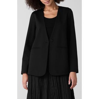 Eileen Fisher V-Neck Ponte Longline Jacket in Black at Nordstrom Rack, Size Xx-Small