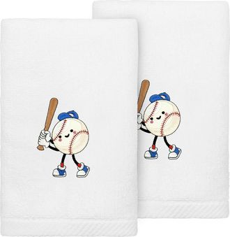 Linum Home Textiles 2-Pack Embroidered Hand Towel in White Baseball at Nordstrom Rack