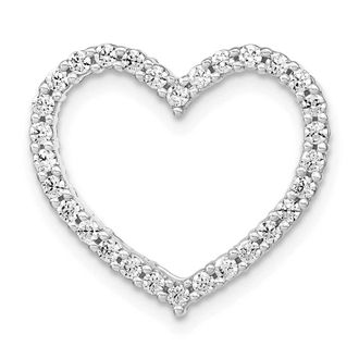 Diamond2Deal 14K White Gold Lab Grown Diamond Heart Chain Slide Pendant (0.45ct, VS, G-H)