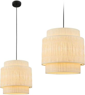 Briloner Lampada a sospensione Papper, paralume in rafia, stile boho, attacco E27, naturale, Ø30 x 12,8 cm