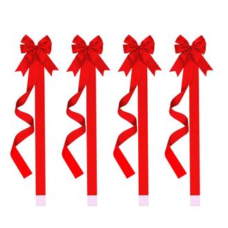 OEM 4 Adornos Navide&ntilde;os De Pajarita De Poli&eacute;ster - Dados Rojos