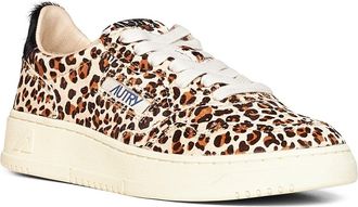 Autry Womens Sneakers Medalist Low Leopard Calf Hair Brown Leather Trainers