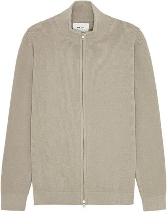 Nn.07 ribbed zip-up cardigan - Neutrals