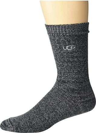 UGG Trey Rib Knit Slouchy Crew Mens No Show Socks Shoes Black, Spandex/Polyester