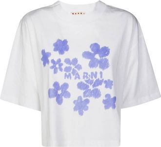 Marni Daisy Garden Print Cotton T-Shirt, Brand Size 42 ( US Size 10 )