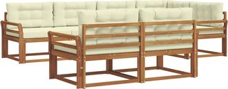 vidaXL Conjunto De Sof&aacute;s De Exterior 8 Uds. Natural Y Crema Vidaxl