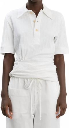 Victoria Beckham Twist Detail Polo Top In White