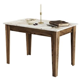 Dmora Mesa Fija Madone, 6 Asientos, Forma Rectangular, Soporta 120 Kg, 110x72x75h Cm Marr&oacute;n Nogal