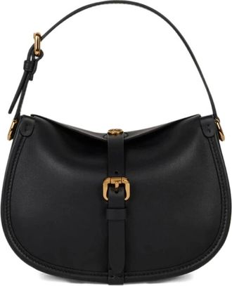 Etro Gebogen leren schoudertas met afneembare band - Dames - Handtassen - Zwart - ONE Size - Tassen