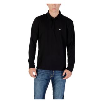 A|X Armani Exchange Polo Shirt met lange mouwen - Heren - Polos - Zwart - 2XL - Katoen - Tops