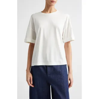 Nellie Partow Worth Modal & Cashmere T-Shirt in White at Nordstrom, Size Medium